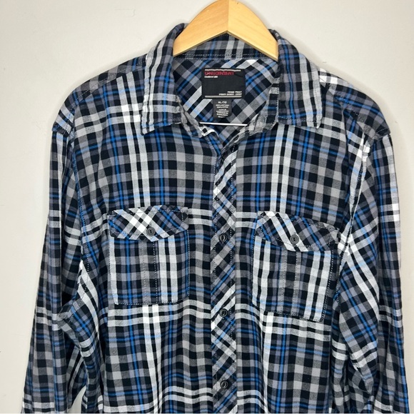 Union Bay Black, White & Blue Plaid Button Down Shirt 100% Cotton Size XL - Picture 2 of 6